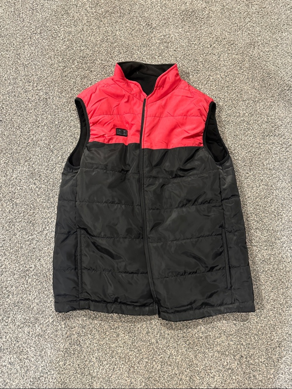 Colorblock Red and Black Quilted Puffer Vest